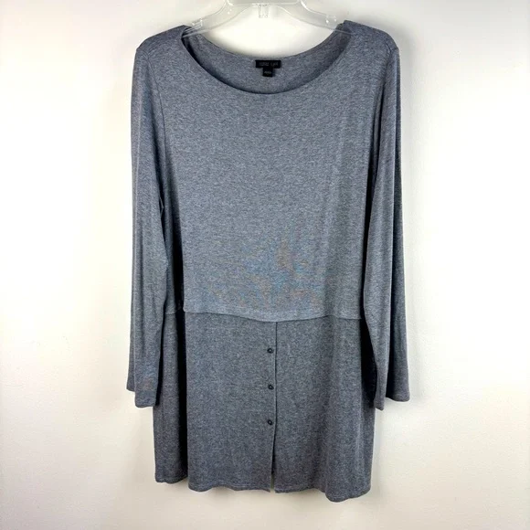 Jill Tops J Jill Long Sleeve Boat Neck Knit Tunic Top